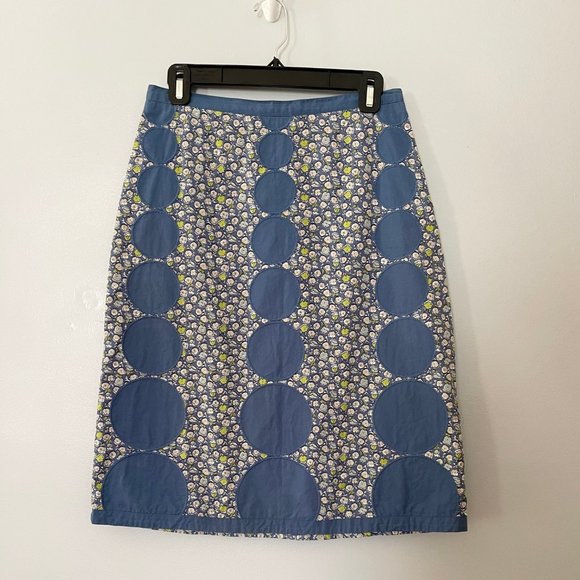 Boden A-Line Blue & Floral Print Cotton Skirt Size US 6L/UK 10L - Picture 2 of 4